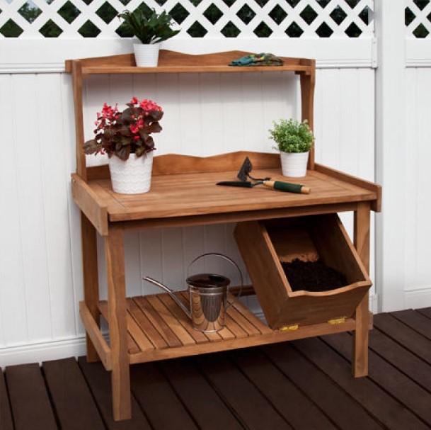 Gergous weatherproof potting bench #pottingbenchideas #benchdesign #pottingbench #benchideas