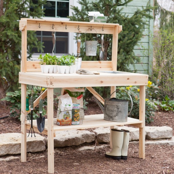 awful vintage potting table #pottingbenchideas #benchdesign #pottingbench #benchideas