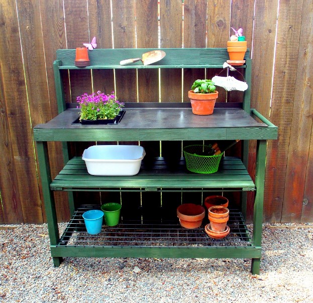 dreadful vintage potting bench #pottingbenchideas #benchdesign #pottingbench #benchideas