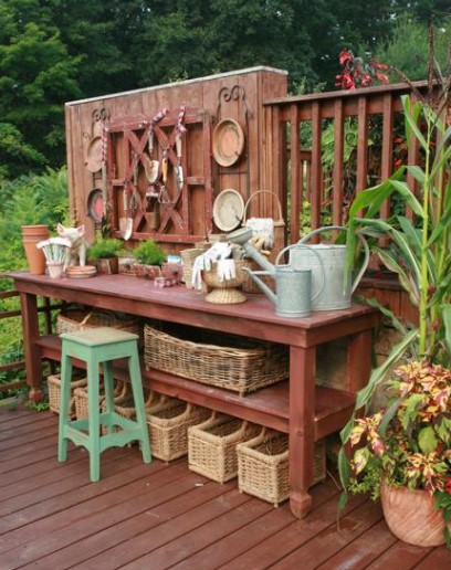 intimidating terrace accents potting bench #pottingbenchideas #benchdesign #pottingbench #benchideas