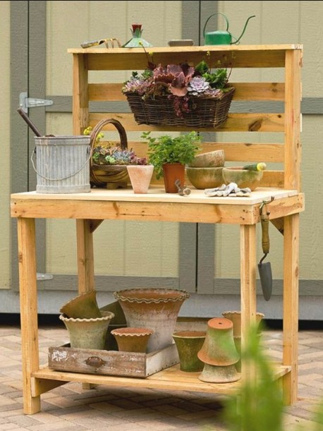 shocking teak potting bench #pottingbenchideas #benchdesign #pottingbench #benchideas